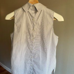 Ann Taylor White Pinstripe Sleeveless Top, XS